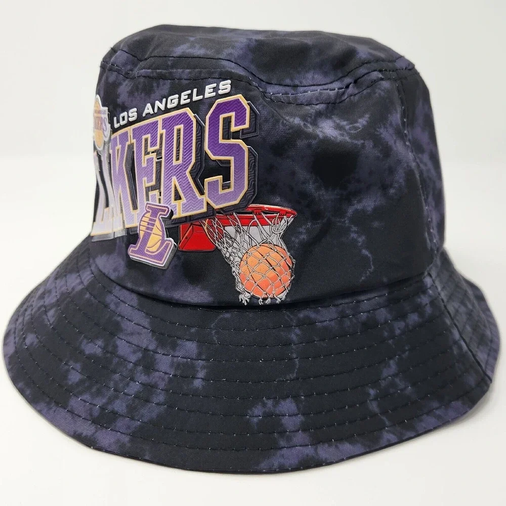 Los Angeles LA Lakers Bucket‎ Hat Tie Dye Black Blue One Size Fits NBA Official